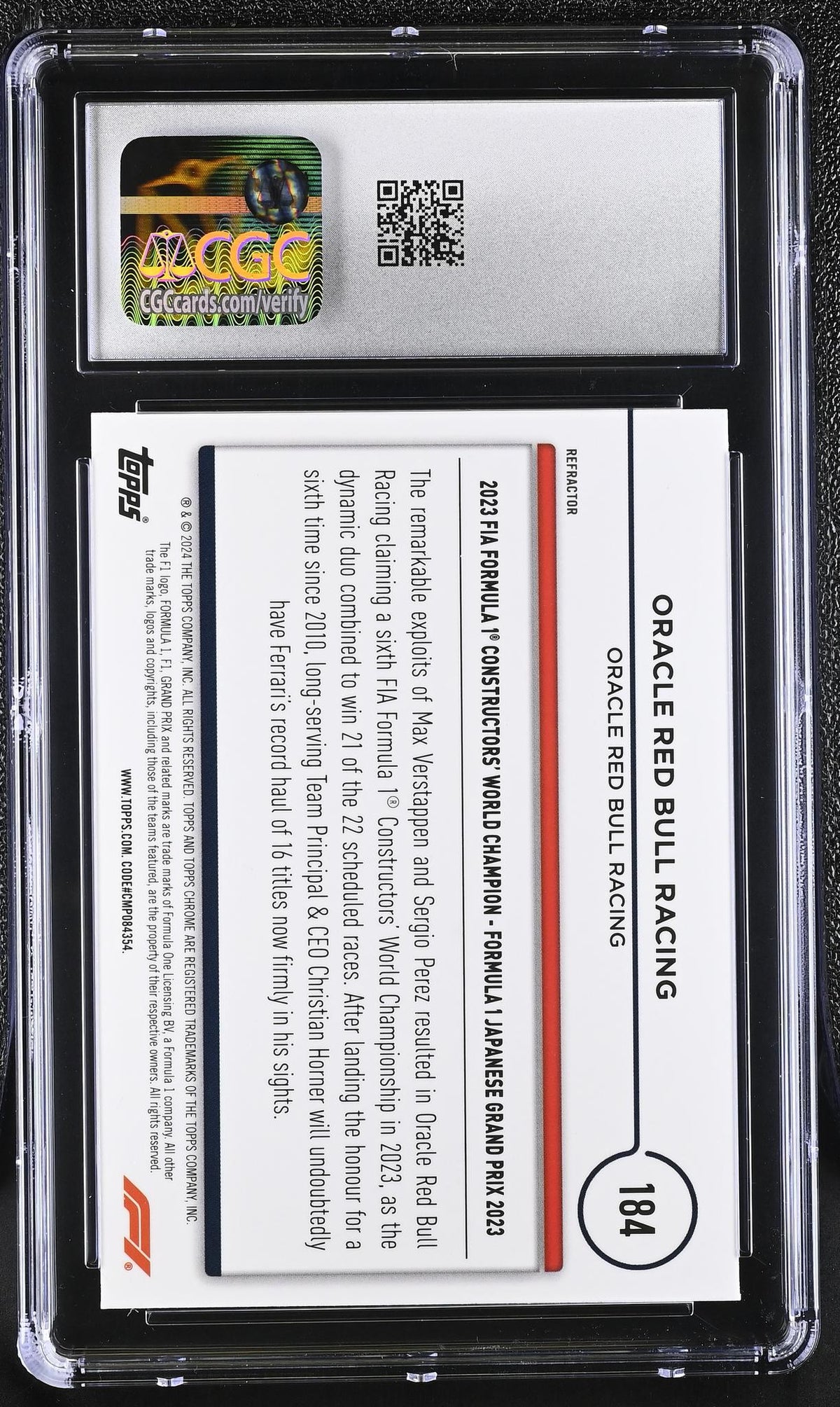 2024 Topps Chrome #184 Oracle Red Bull Racing Award Winners CGC 10