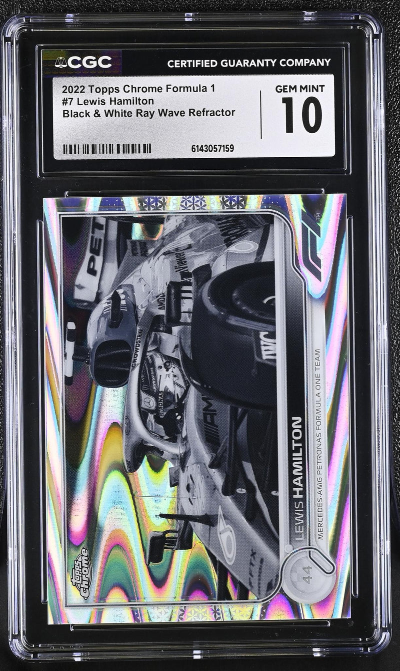 2022 Topps Chrome #7 Lewis Hamilton Black & White Ray Wave Refractor CGC 10