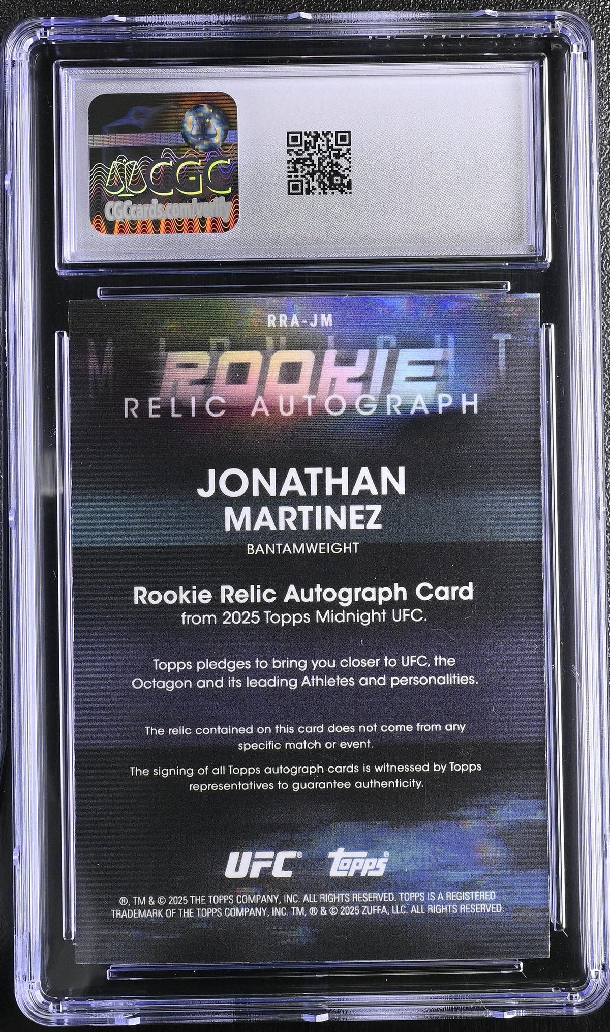 2025 Topps Midnight UFC Jonathan Martinez Rookie Relic Auto #RRA-JM CGC 9