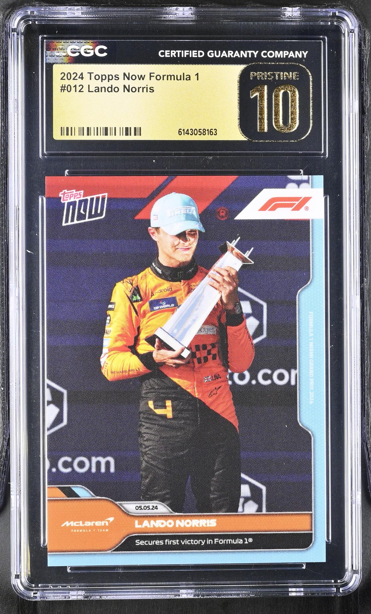 2024 Topps Now #012 Lando Norris Formula 1 Miami Grand Prix 2024 CGC 10