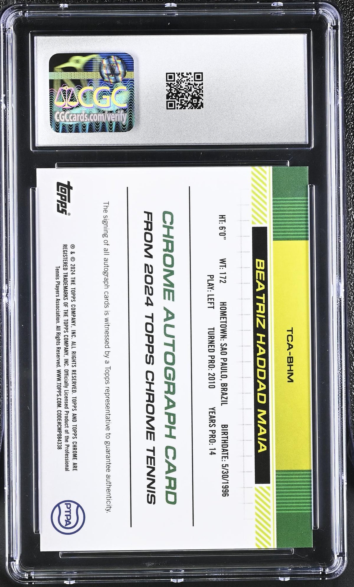 2024 Topps Chrome Beatriz Haddad Maia Auto #TCA-BHM CGC 9