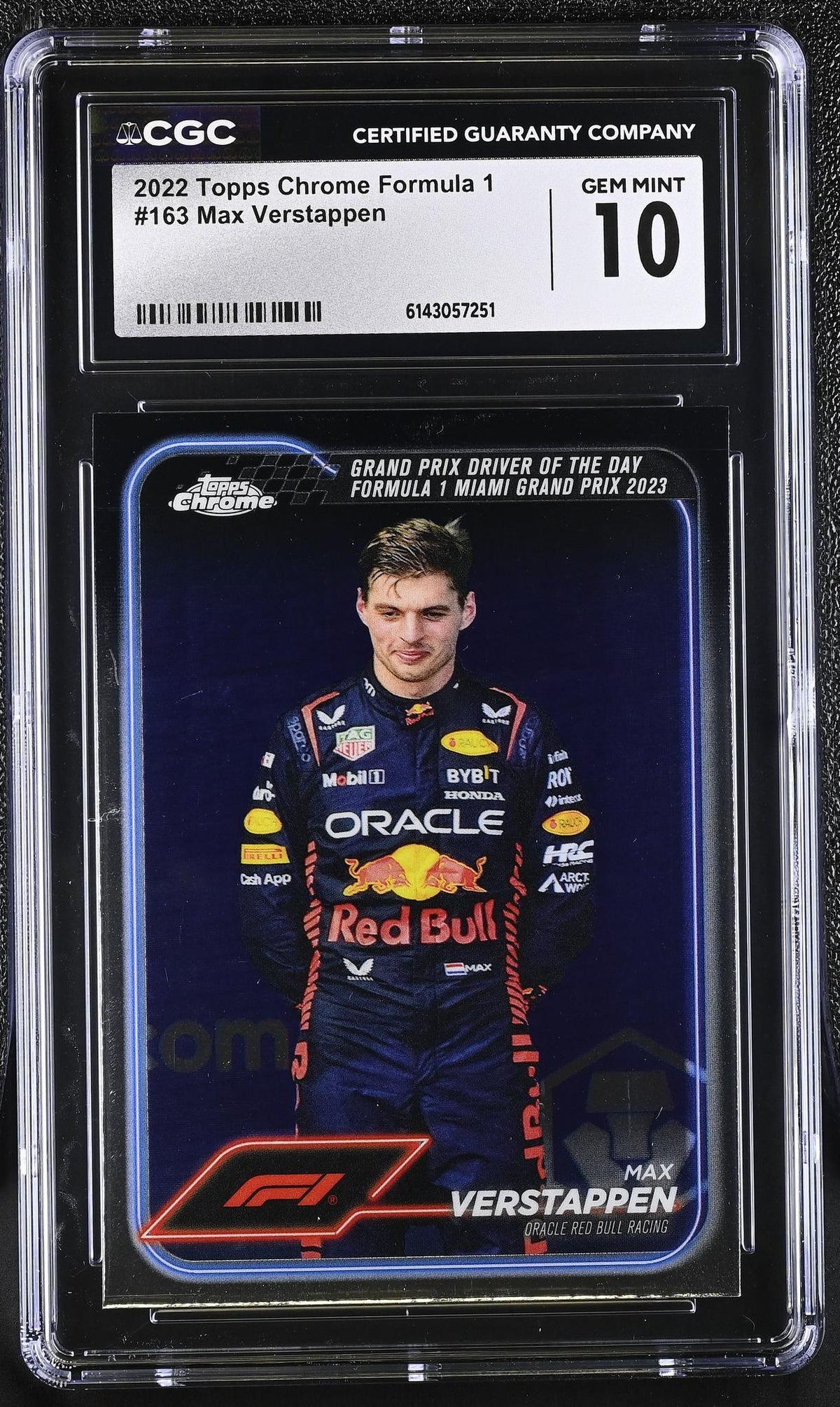 2022 Topps Chrome #163 Max Verstappen Formula 1 Miami Grand Prix 2023 CGC 10