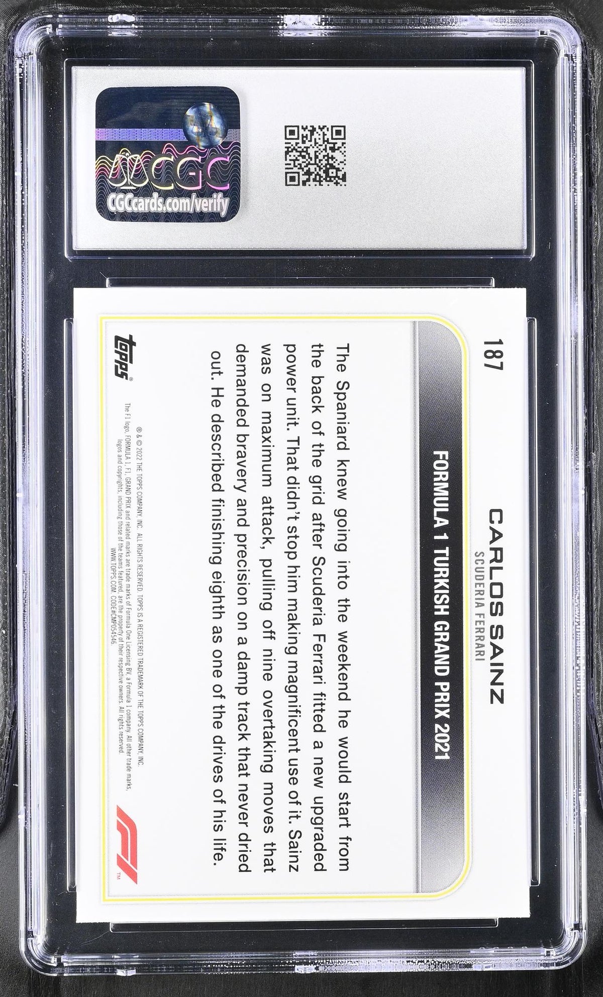 2022 Formula 1 #187 Carlos Sainz Checker Flag CGC 9