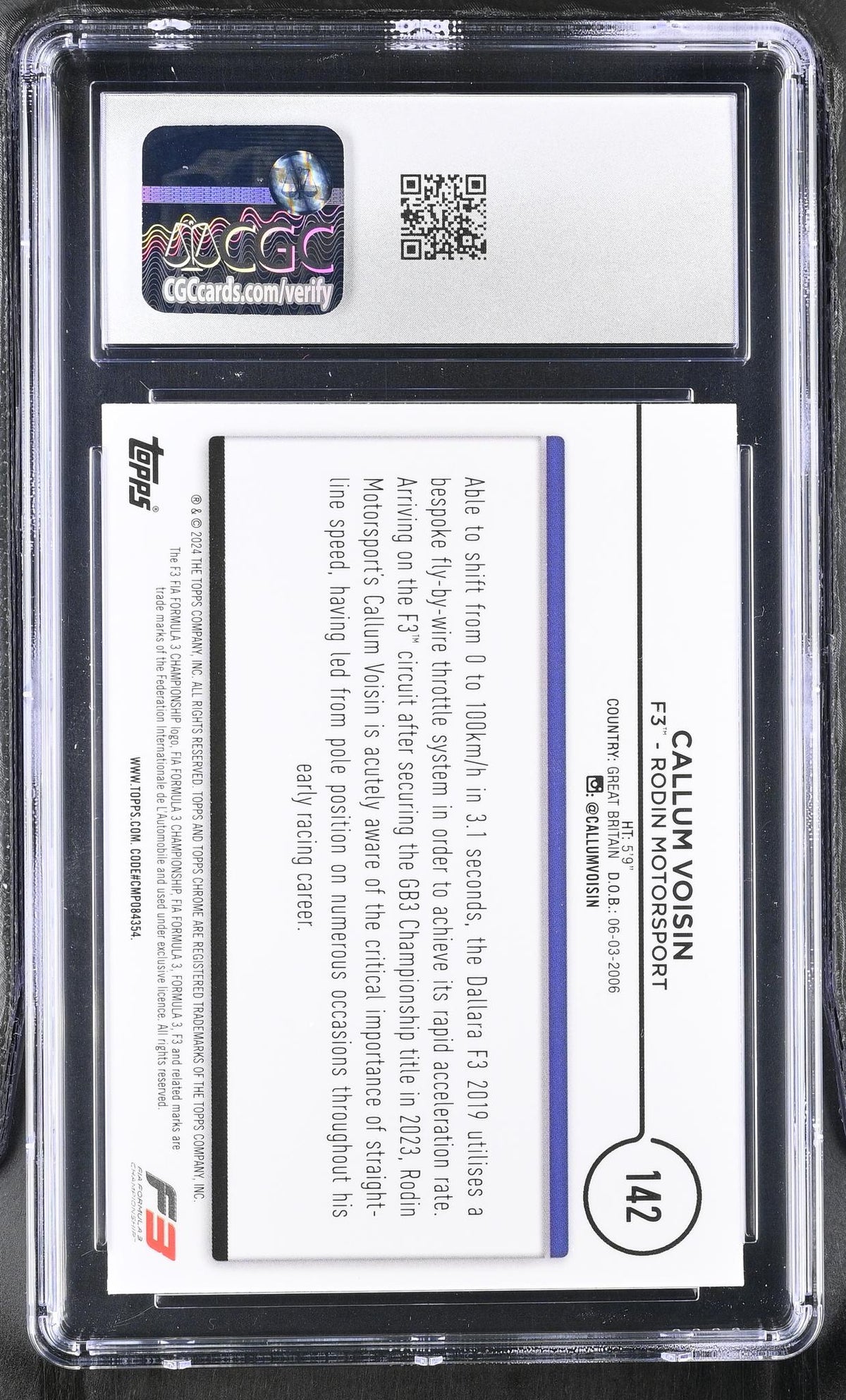 2024 Topps Chrome #142 Callum Voisin Black & White RayWave Refractor CGC 9