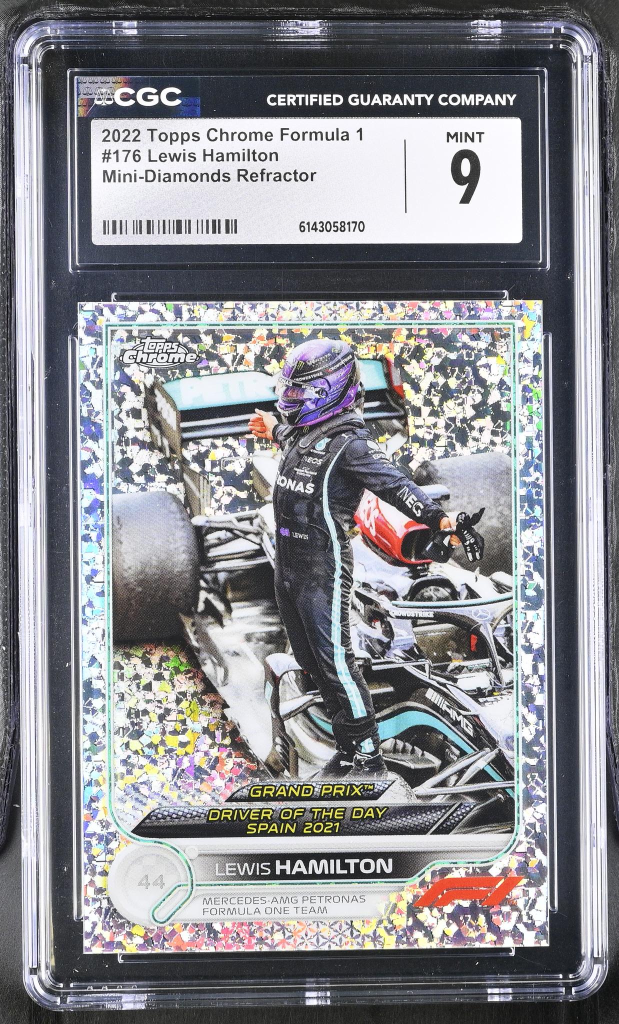 2022 Topps Chrome #176 Lewis Hamilton Mini-Diamonds Refractor /299 CGC 9