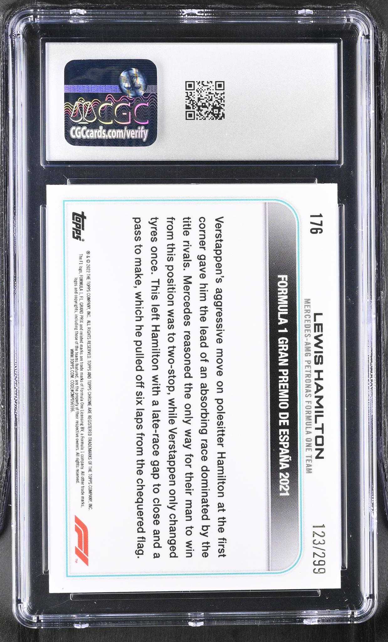 2022 Topps Chrome #176 Lewis Hamilton Mini-Diamonds Refractor /299 CGC 9