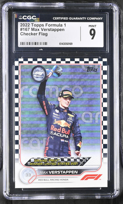 2022 Topps #167 Max Verstappen Checker Flag CGC 9