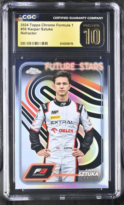 2024 Topps Chrome Formula 1 Kacper Sztuka #50 Future Stars Refractor CGC 10