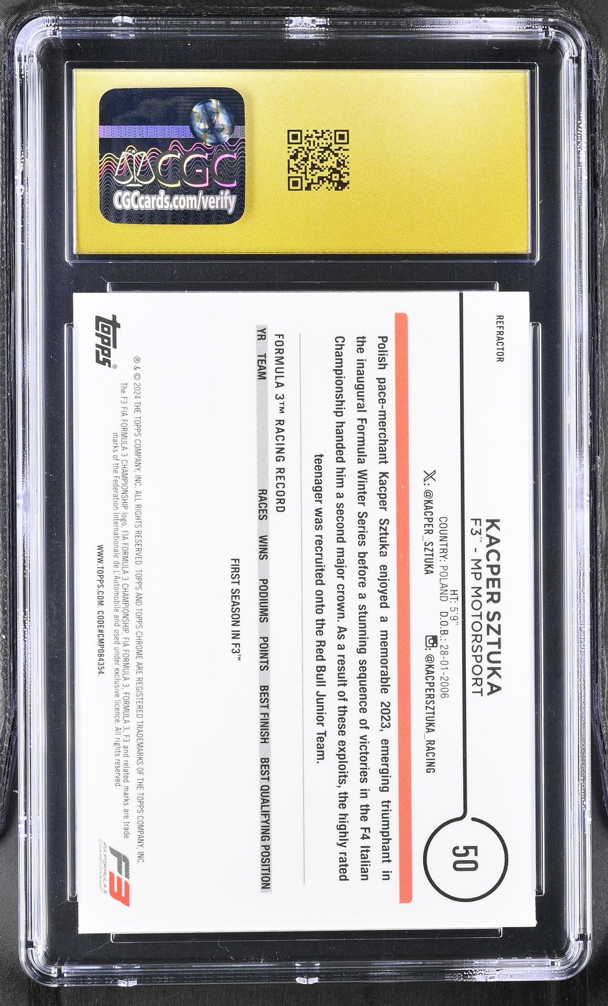 2024 Topps Chrome #50 Kacper Sztuka Future Stars CGC 10