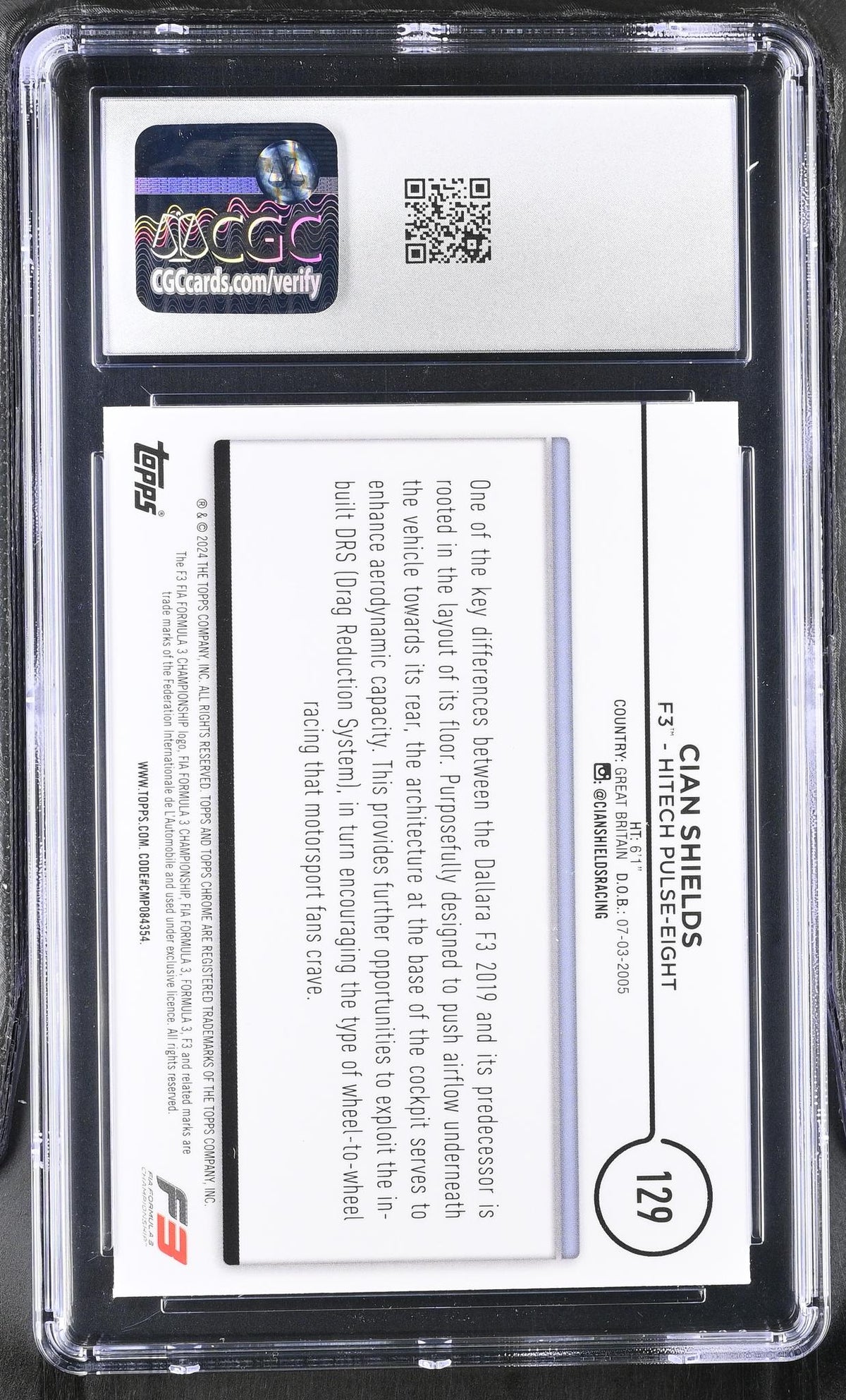 2024 Topps Chrome #129 Cian Shields Black & White RayWave Refractor CGC 10