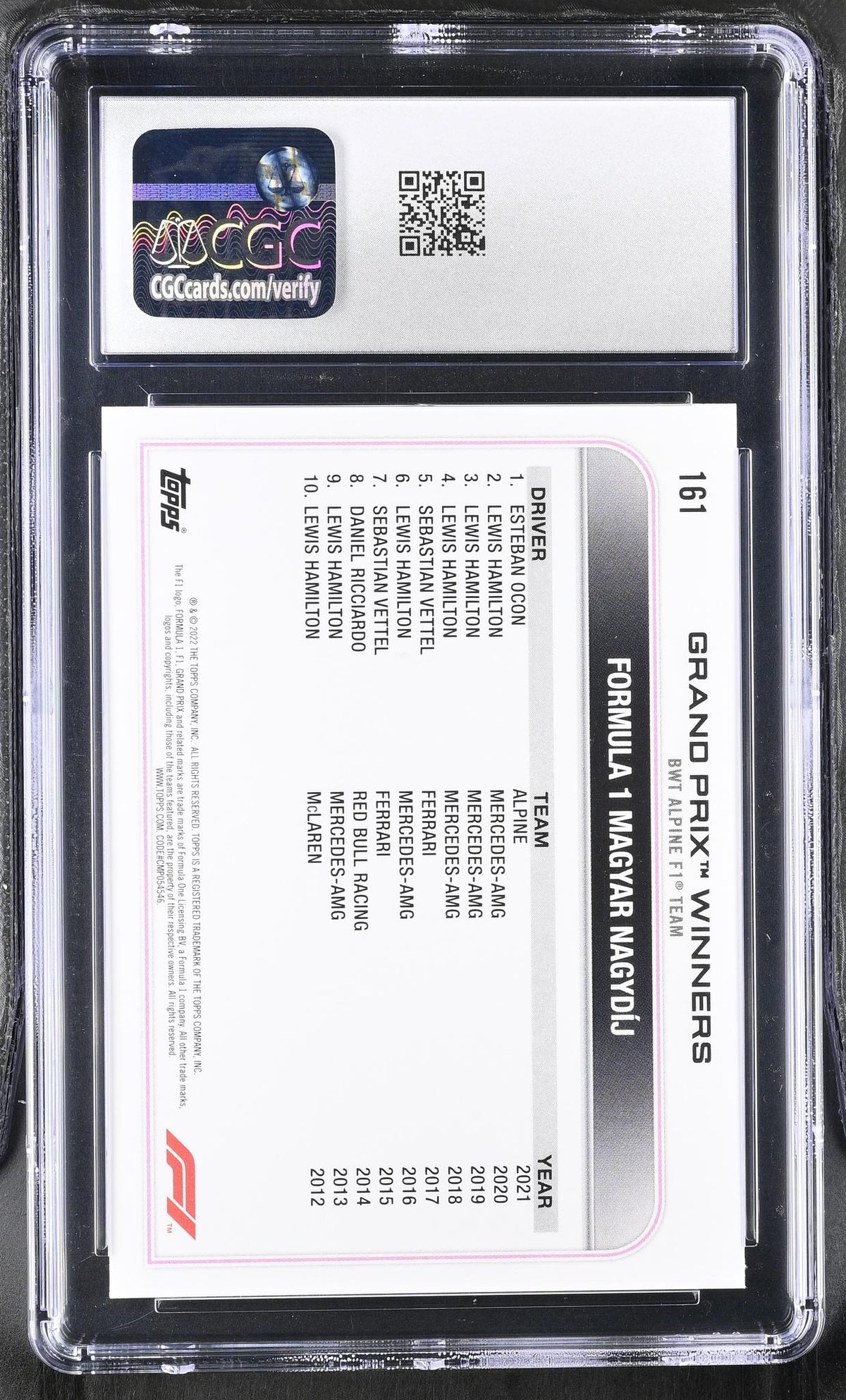 2022 Formula 1 #161 Esteban Ocon Checker Flag CGC 9