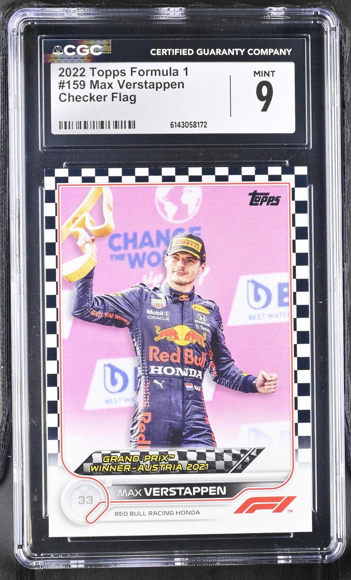 2022 Topps #159 Max Verstappen Checker Flag CGC 9