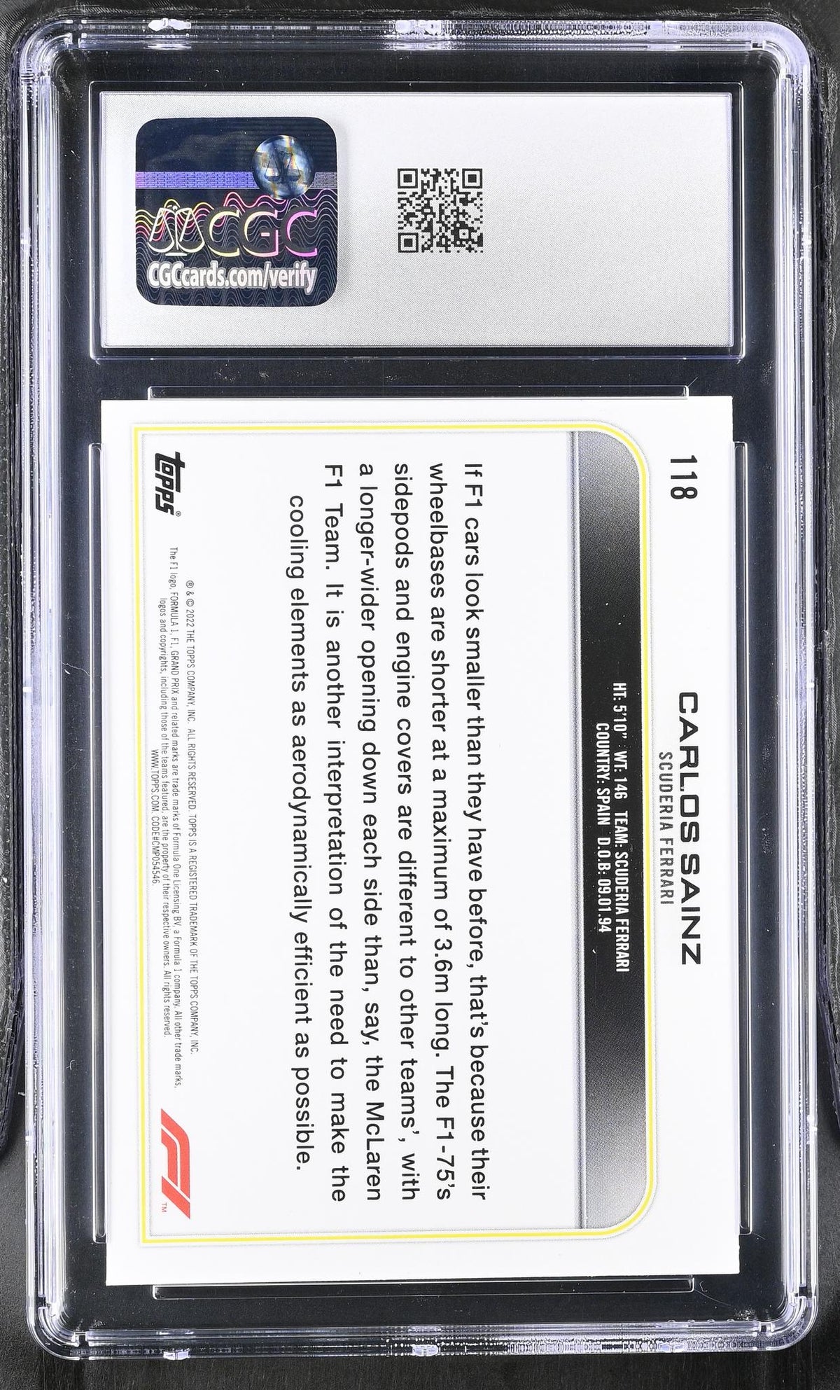 2022 Topps #118 Carlos Sainz Checker Flag CGC 9