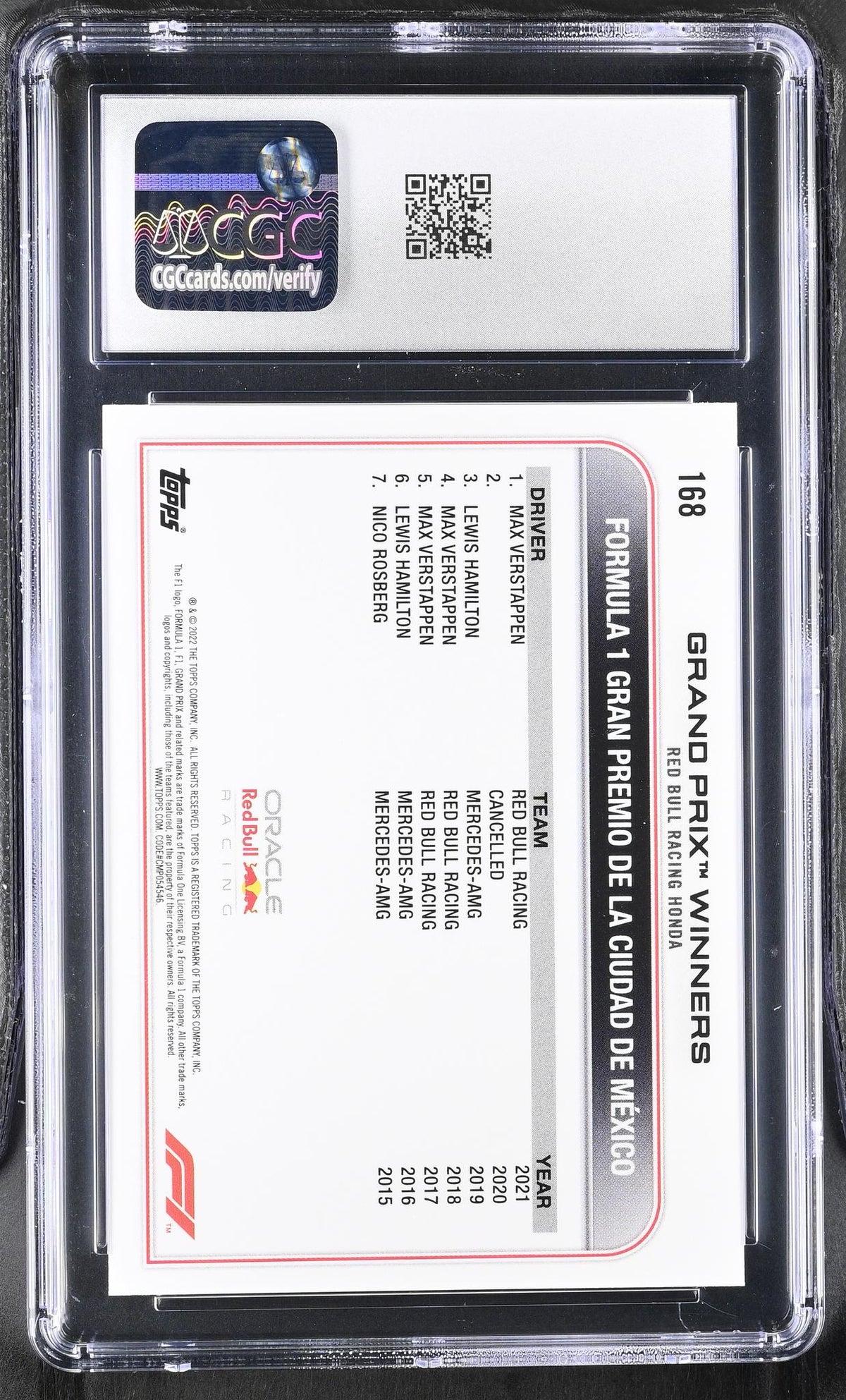 2022 Topps Chrome #168 Max Verstappen Checker Flag CGC 9