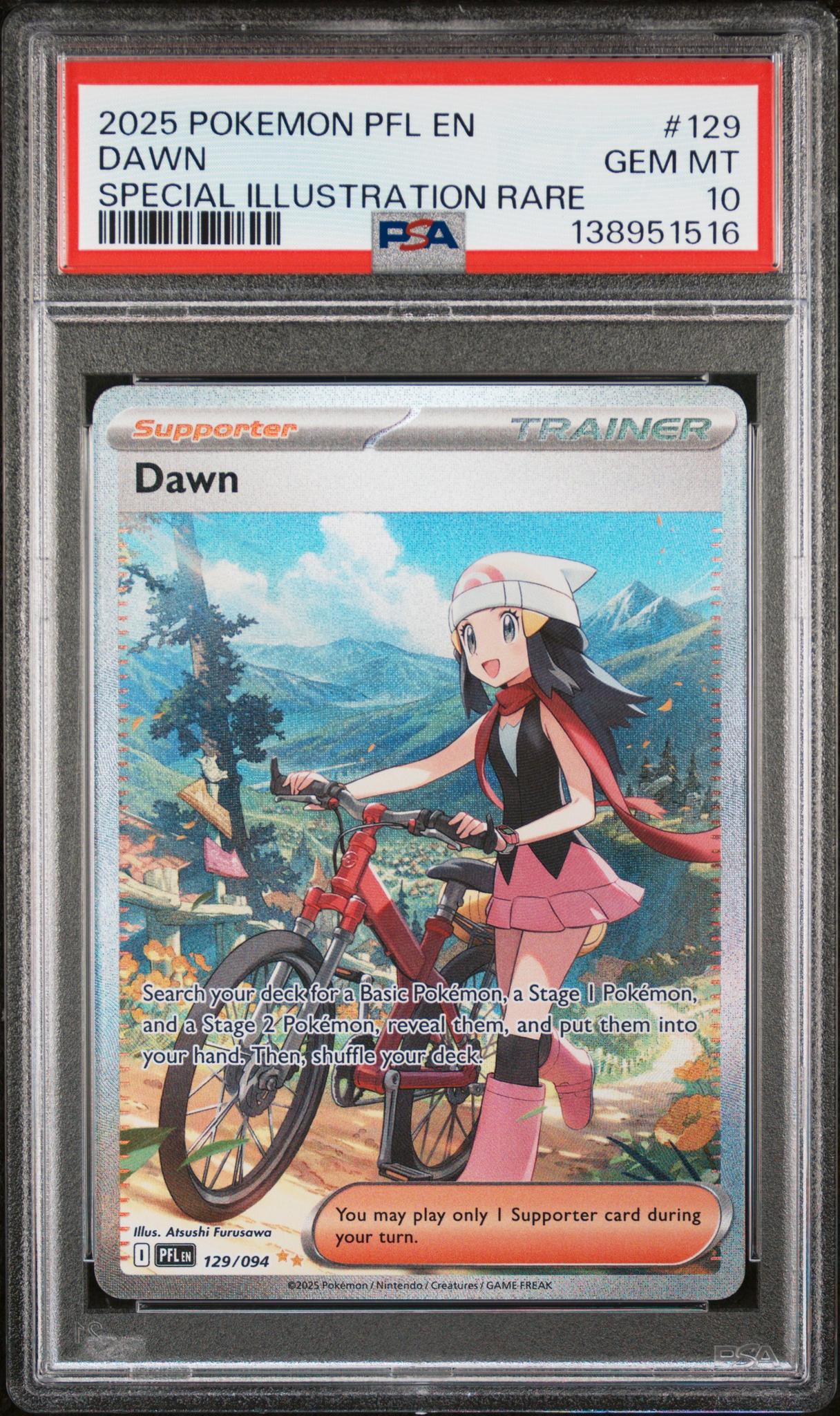 2025 Pokemon Mega Evolution Phantasmal Flames Special Illustration Rare Dawn #129 PSA 10