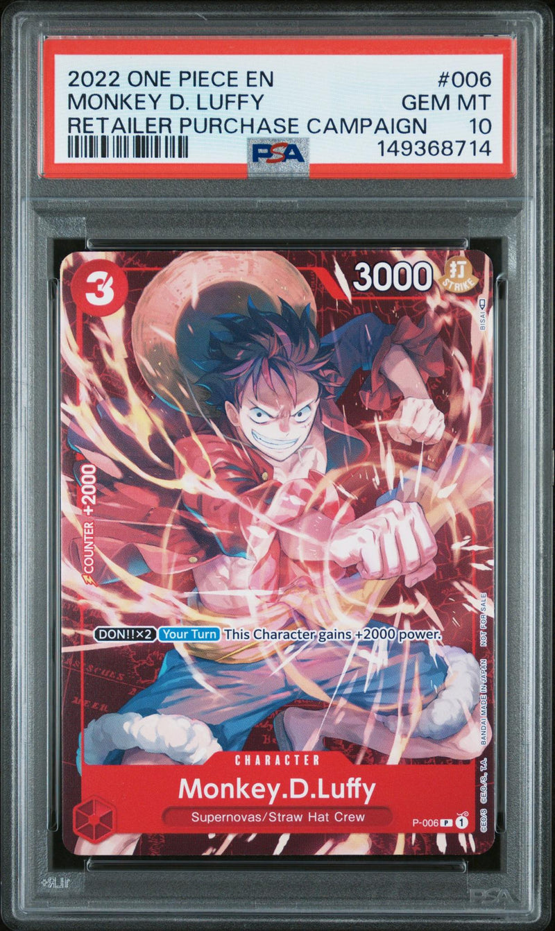 2022 One Piece Promos Monkey D. Luffy #P006 PSA 10
