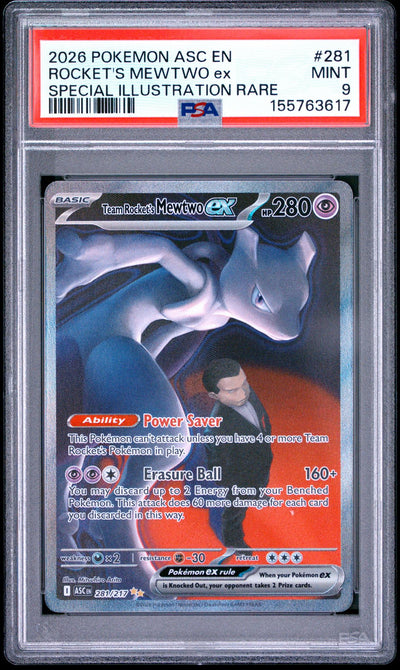 Pokémon 2026 Rocket's Mewtwo ex #281 Special Illustration Rare PSA 9