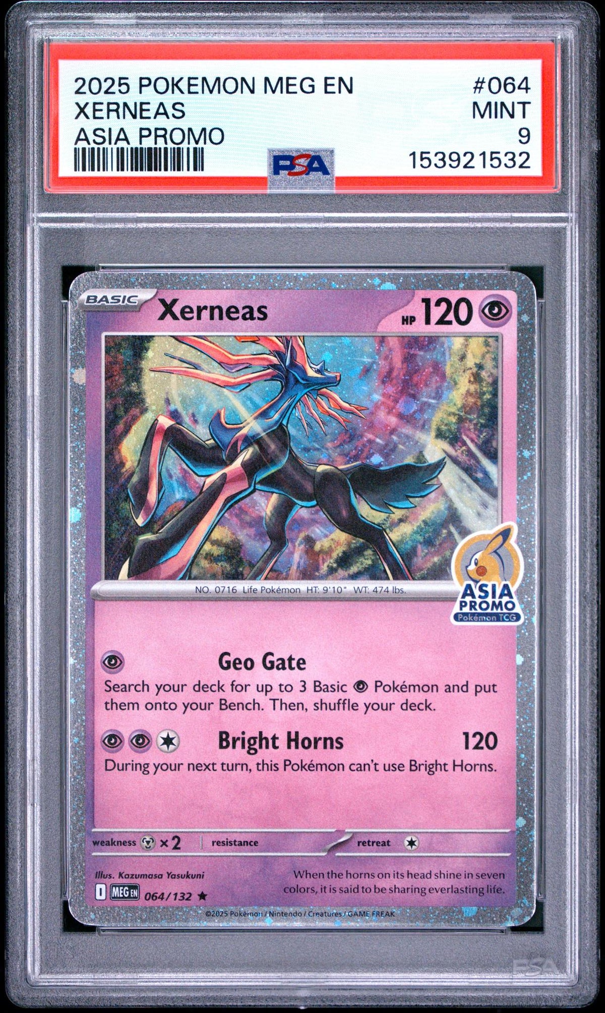 2025 Pokemon Mega Evolution Promo Asia Promo Xerneas #064 PSA 9