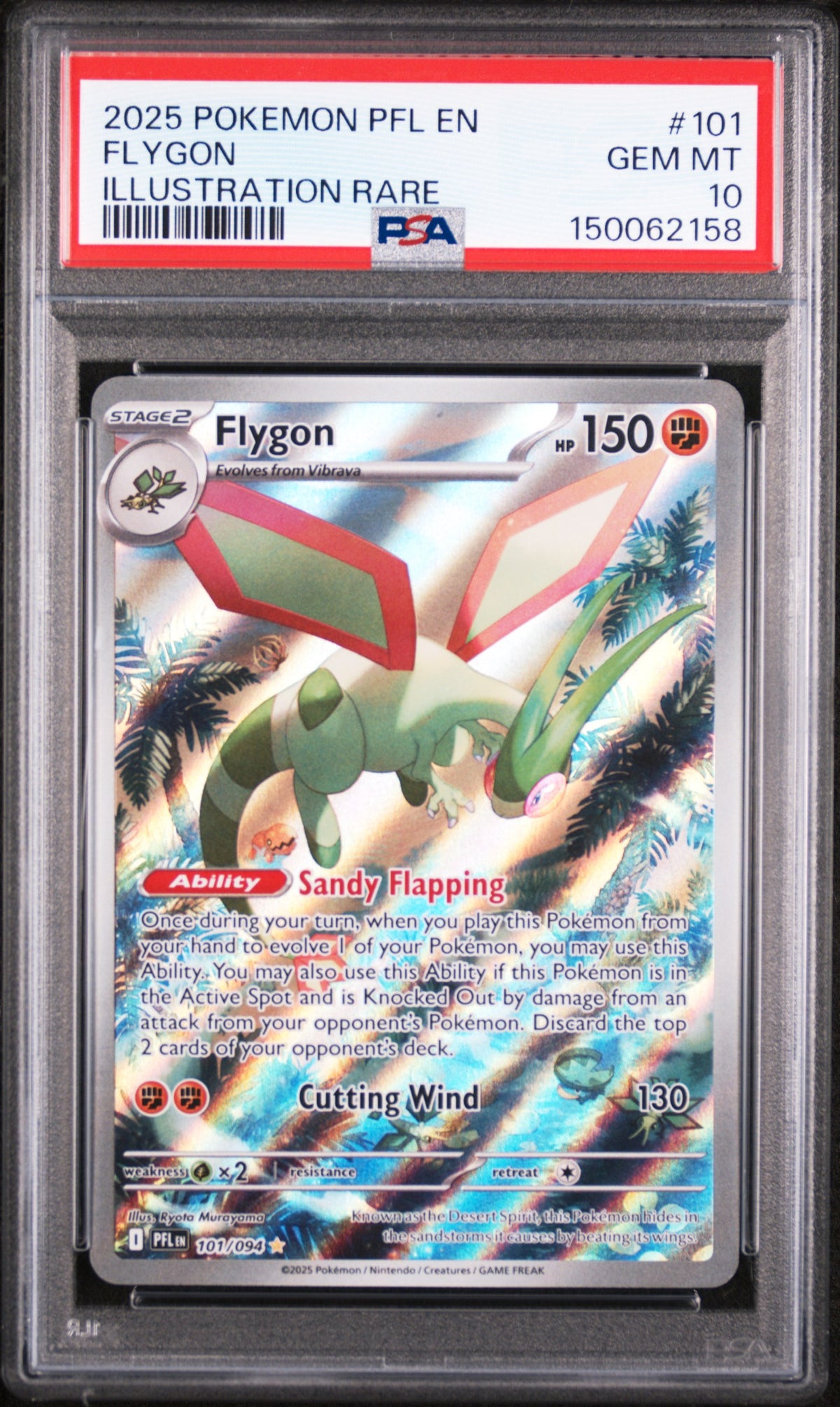 2025 Pokemon Mega Evolution Phantasmal Flames Illustration Rare Flygon #101 PSA 10