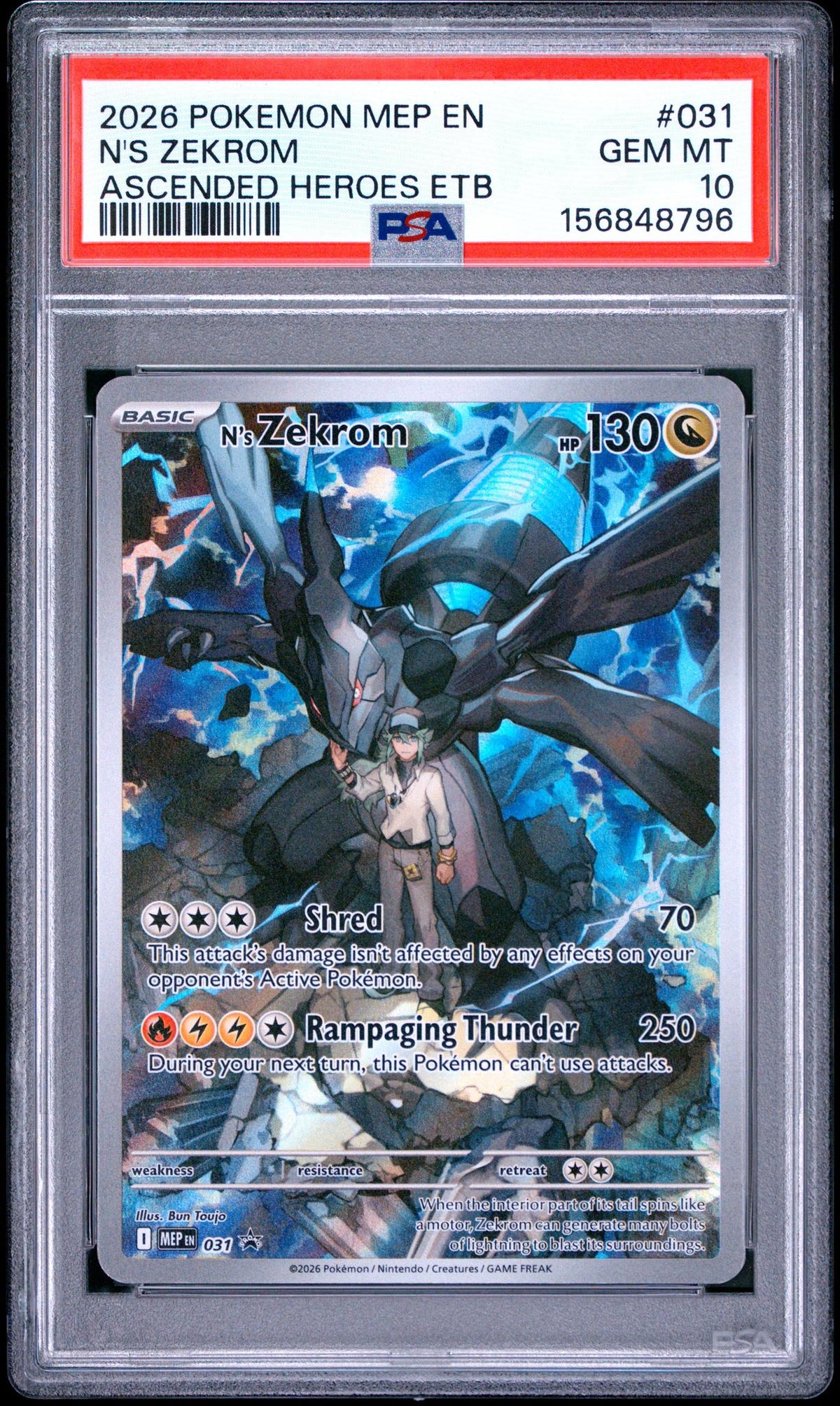 2026 Pokemon Black Star Promo Mega Evolution Ascended Heroes Elite Trainer Box N's Zekrom #031 PSA 10