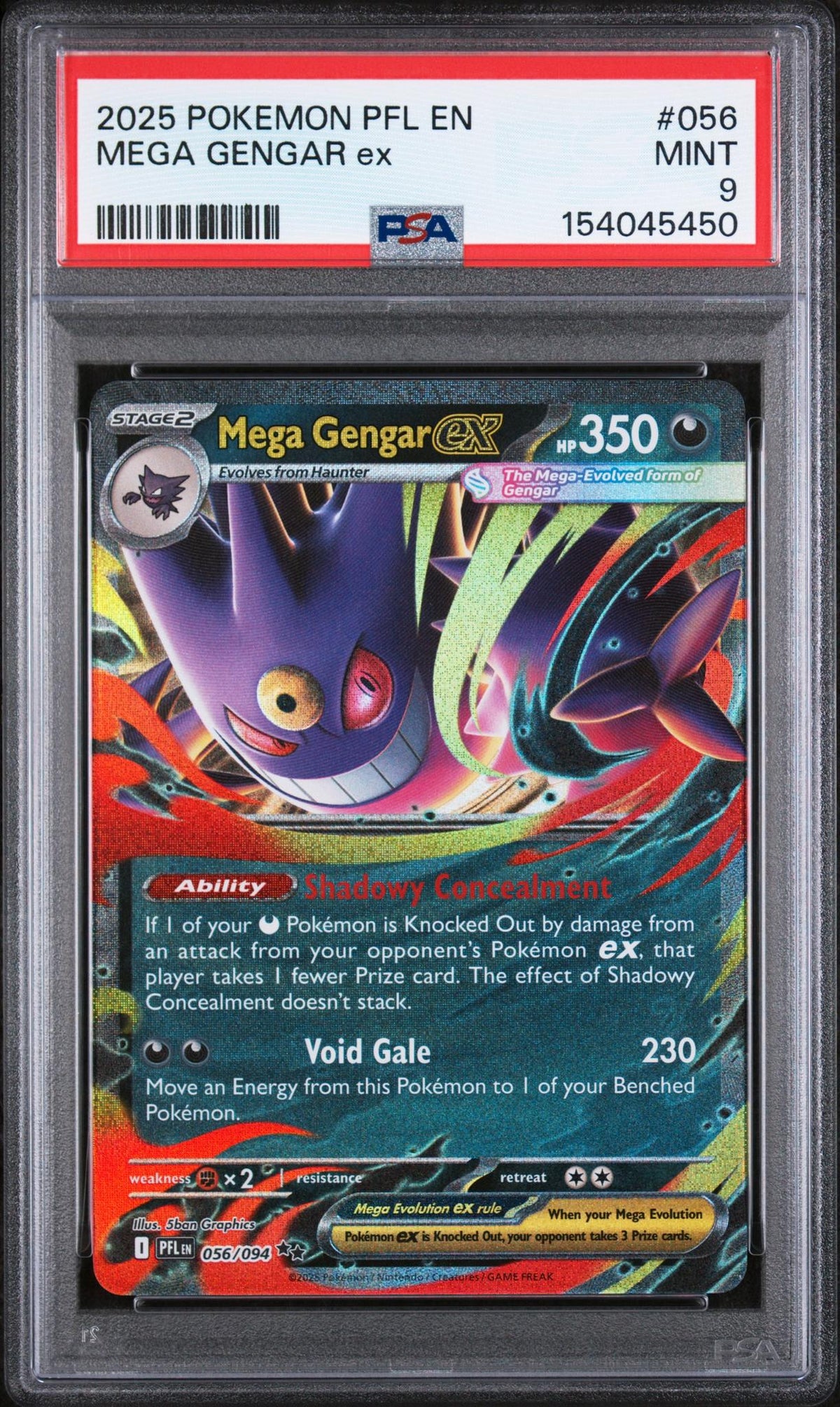 2025 Pokemon Mega Evolution Phantasmal Flames Mega Gengar Ex #056 PSA 9