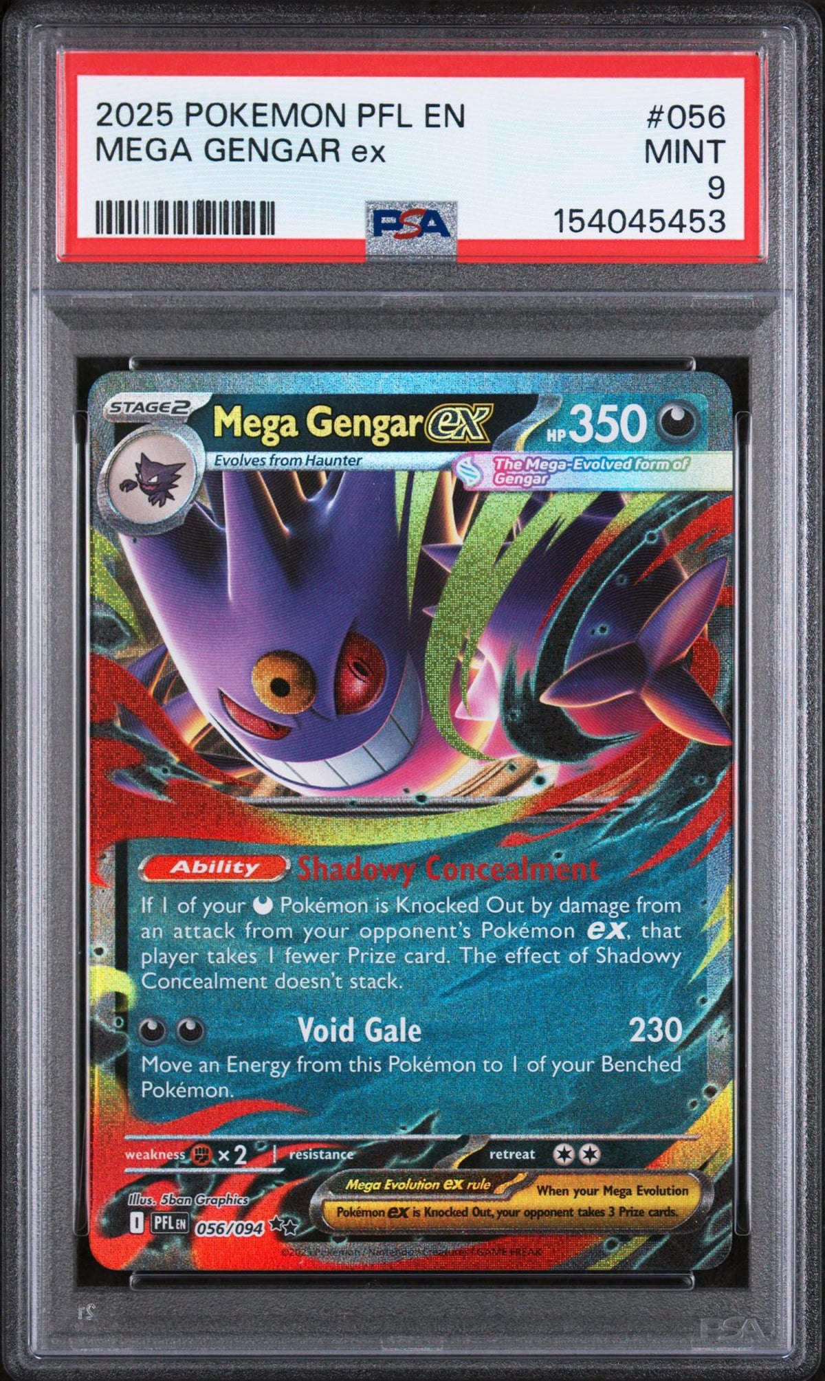 2025 Pokemon Mega Evolution Phantasmal Flames Mega Gengar Ex #056 PSA 9