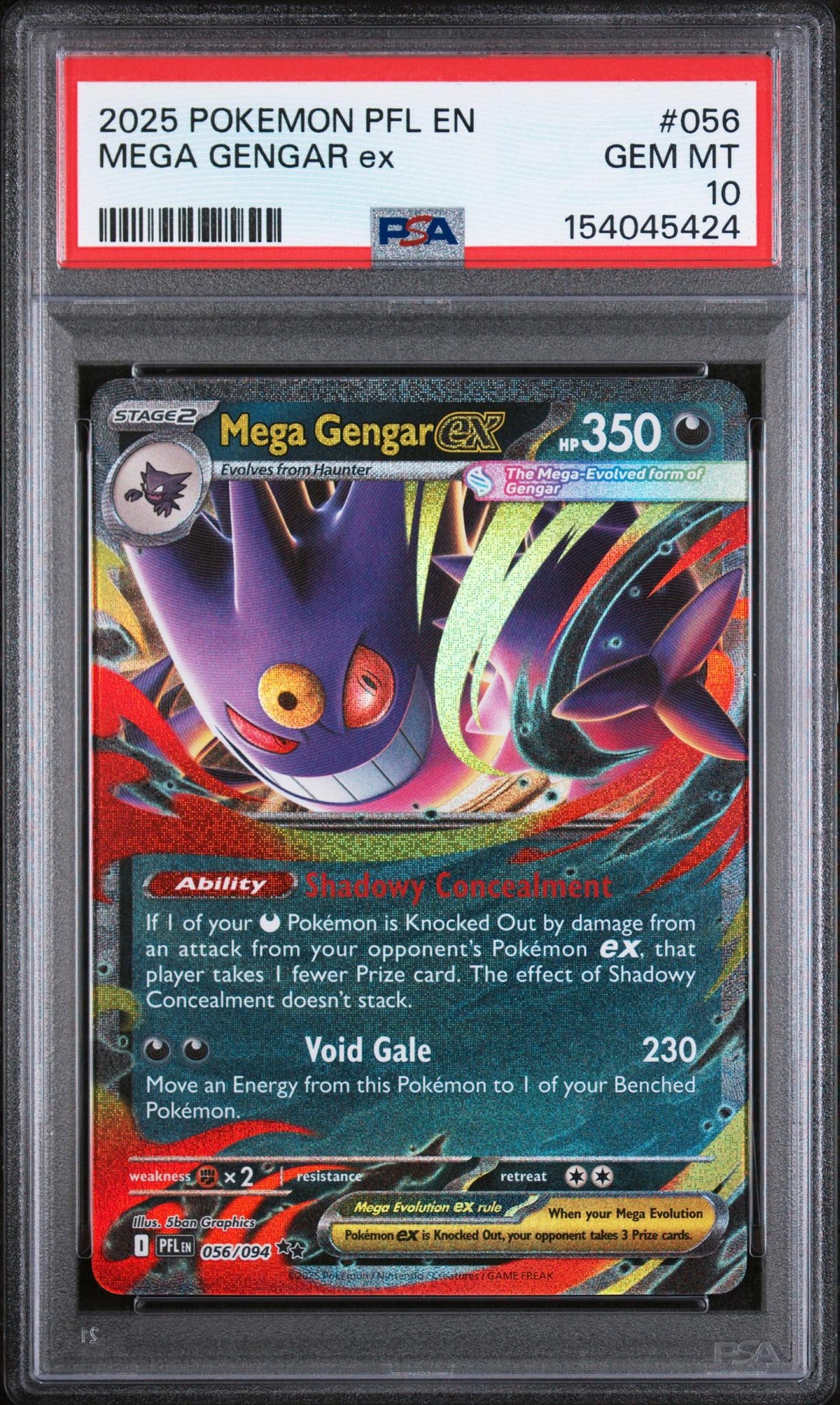 2025 Pokemon Mega Evolution Phantasmal Flames Mega Gengar Ex #056 PSA 10