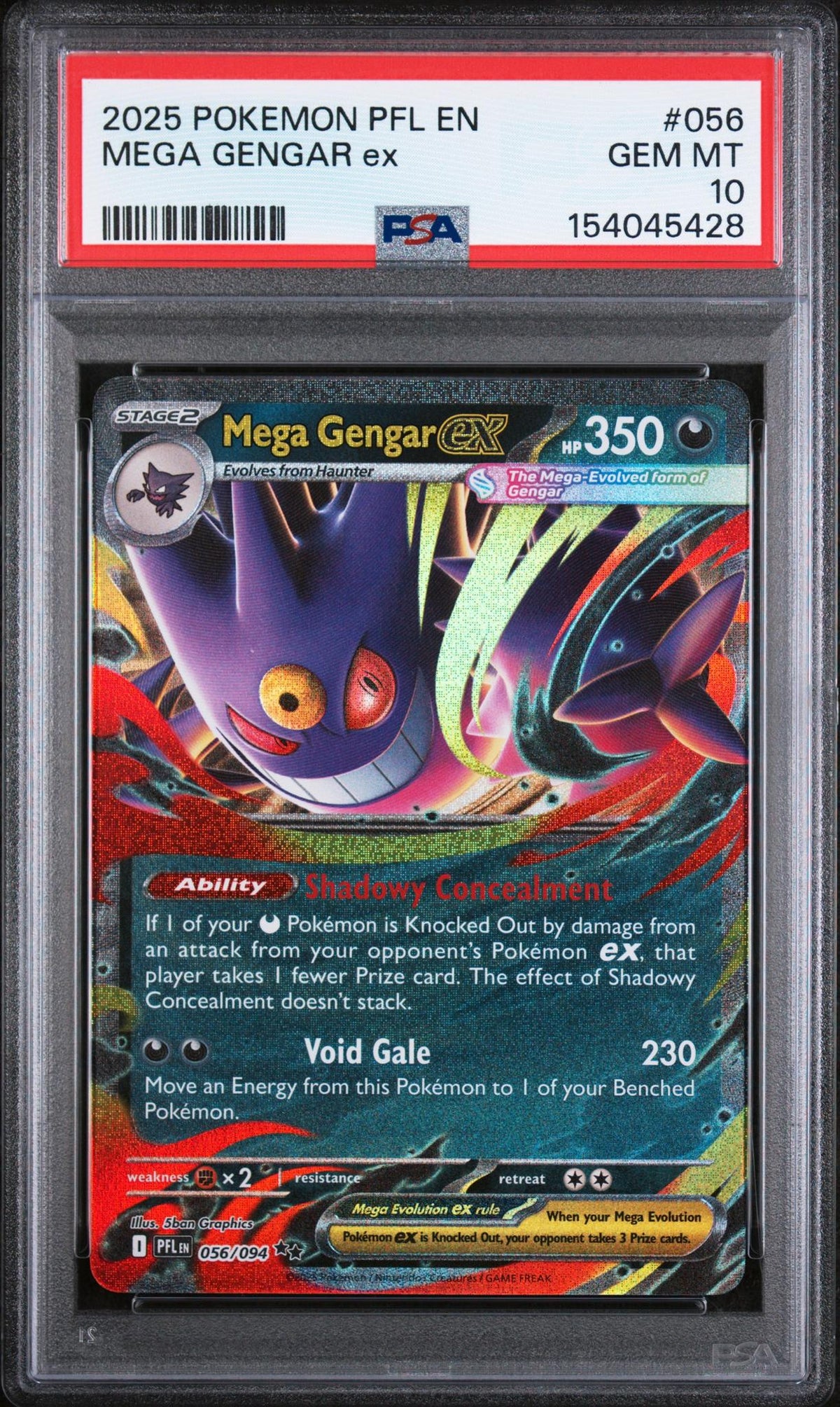 2025 Pokemon Mega Evolution Phantasmal Flames Mega Gengar Ex #056 PSA 10