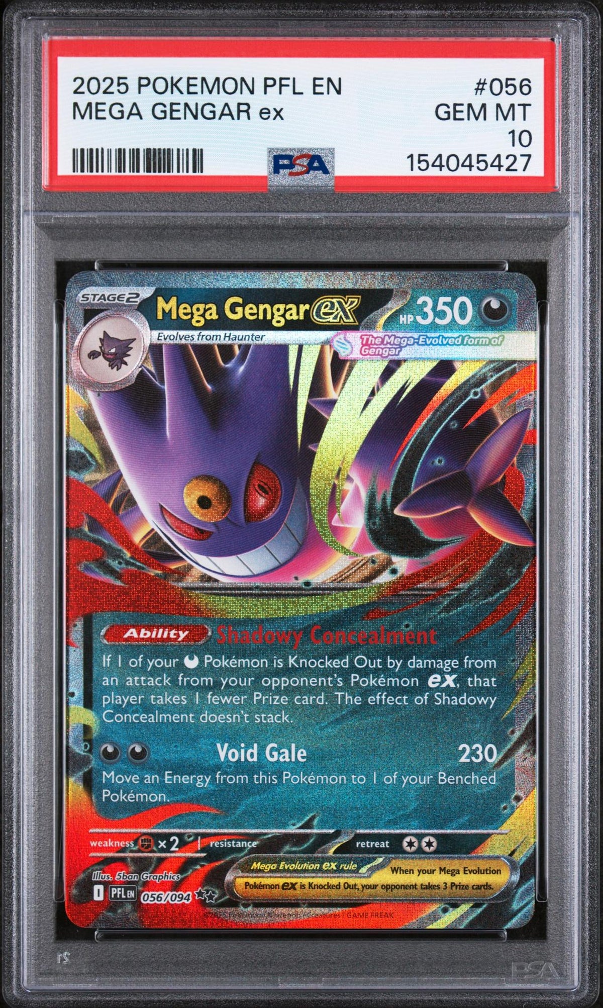 2025 Pokemon Mega Evolution Phantasmal Flames Mega Gengar Ex #056 PSA 10