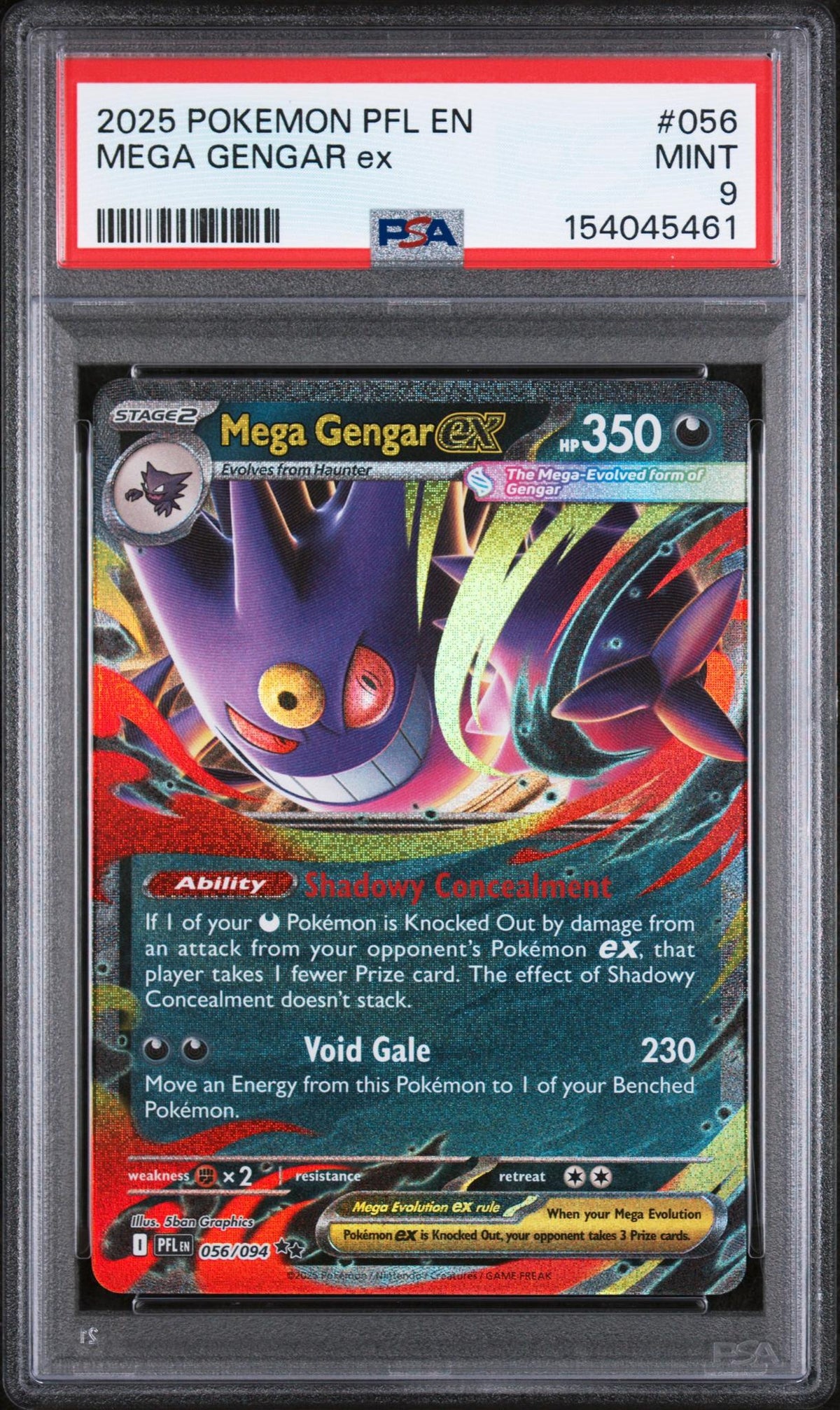 2025 Pokemon Mega Evolution Phantasmal Flames Mega Gengar Ex #056 PSA 9