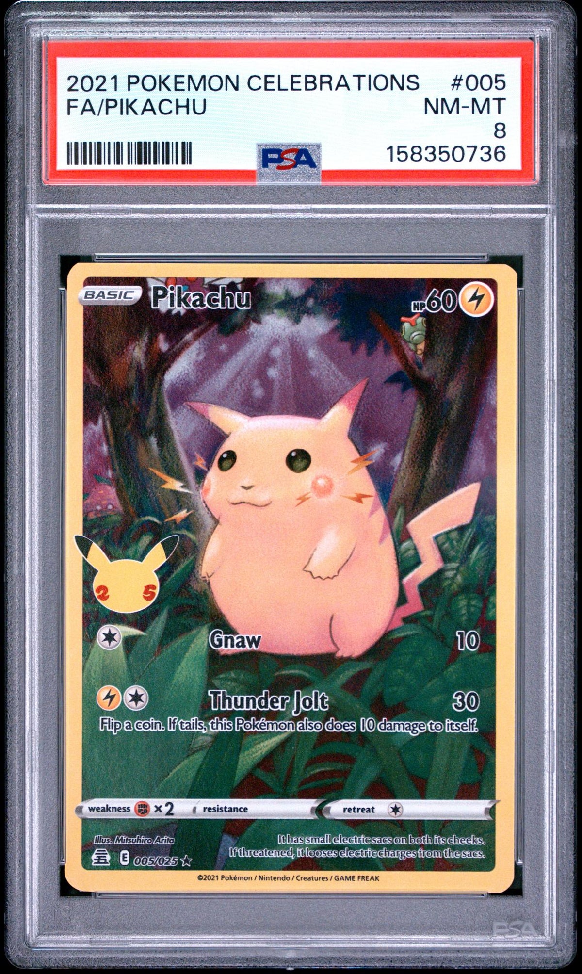 2021 Pokemon Sword and Shield Celebrations Pikachu #005 /25 PSA 8