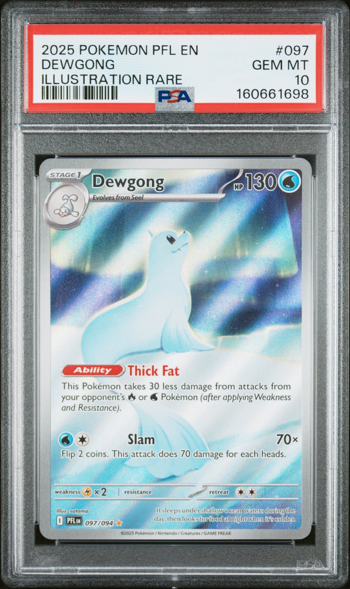 2025 Pokemon Mega Evolution Phantasmal Flames Illustration Rare Dewgong #097 PSA 10