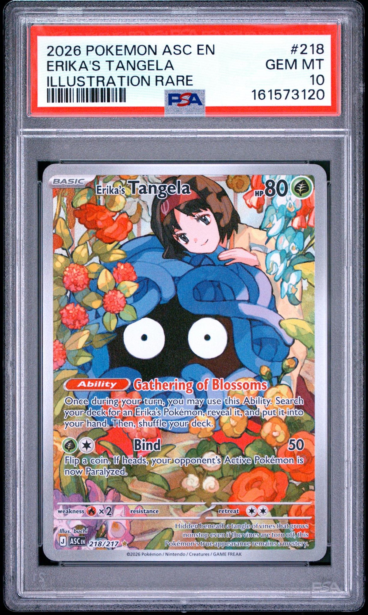 2026 Pokemon Mega Evolution Ascended Heroes Illustration Rare Erika's Tangela #218 PSA 10