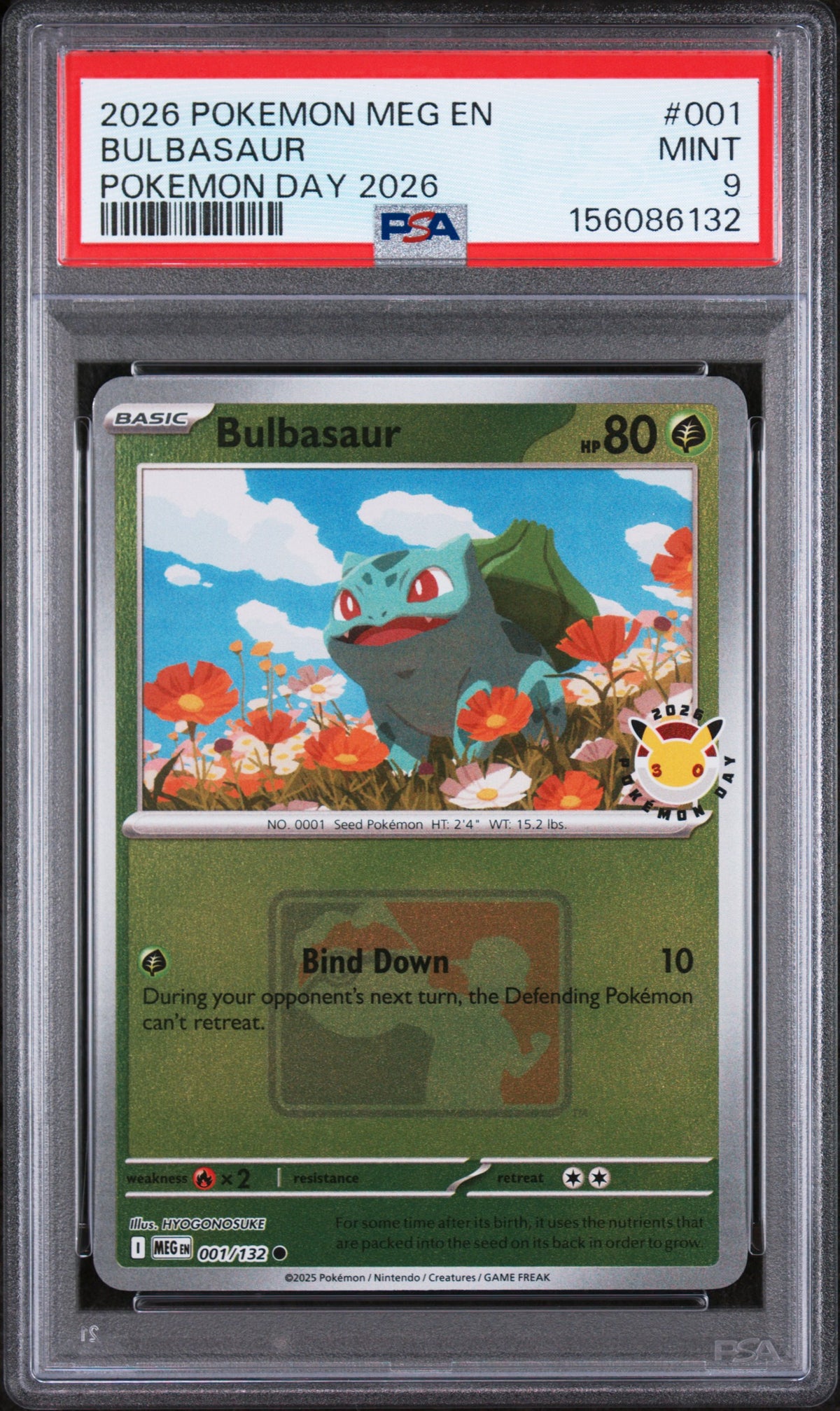 2026 Pokemon Meg En-Mega Evolution Pokemon Day 2026 Bulbasaur #001 PSA 9