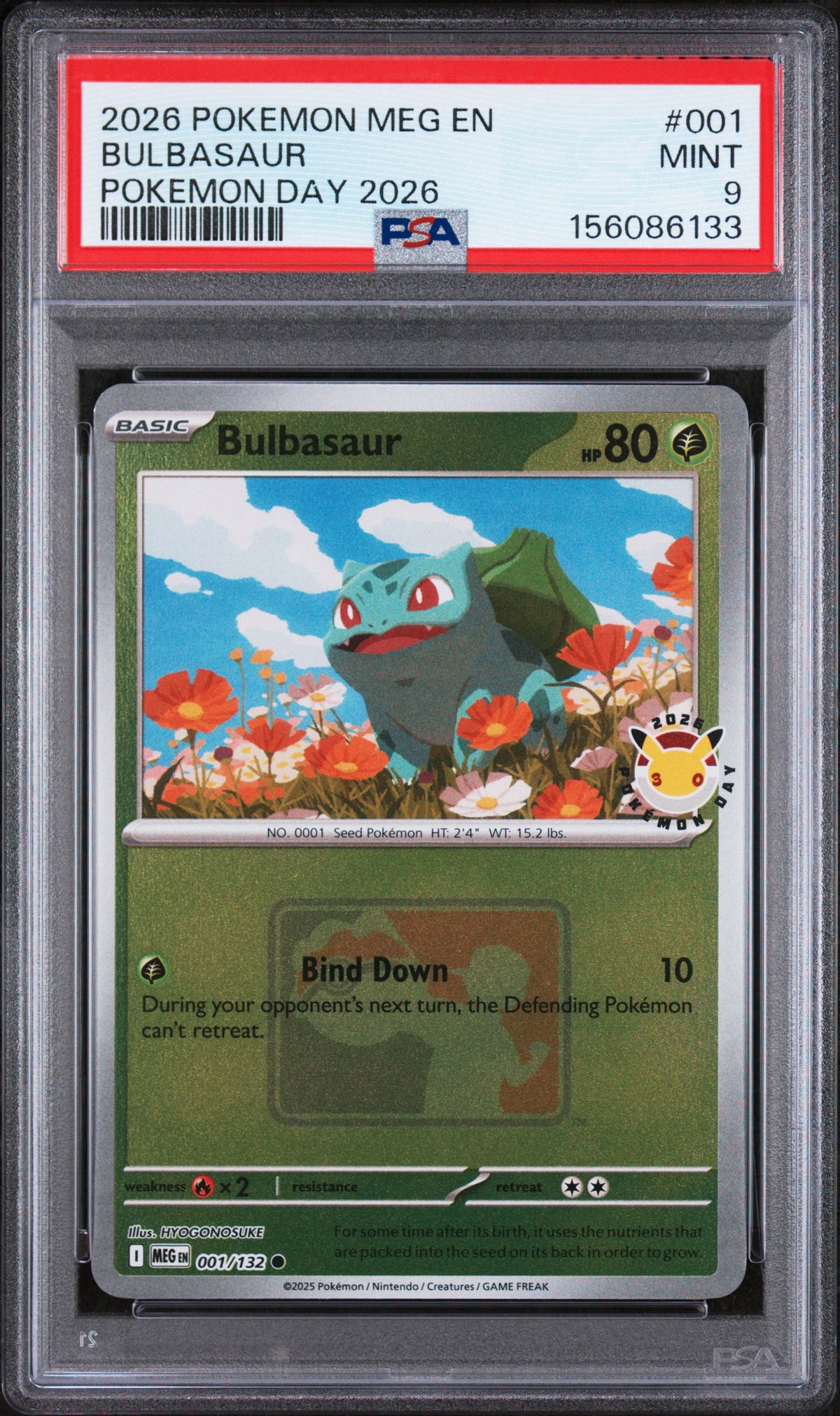 2026 Pokemon Meg En-Mega Evolution Pokemon Day 2026 Bulbasaur #001 PSA 9