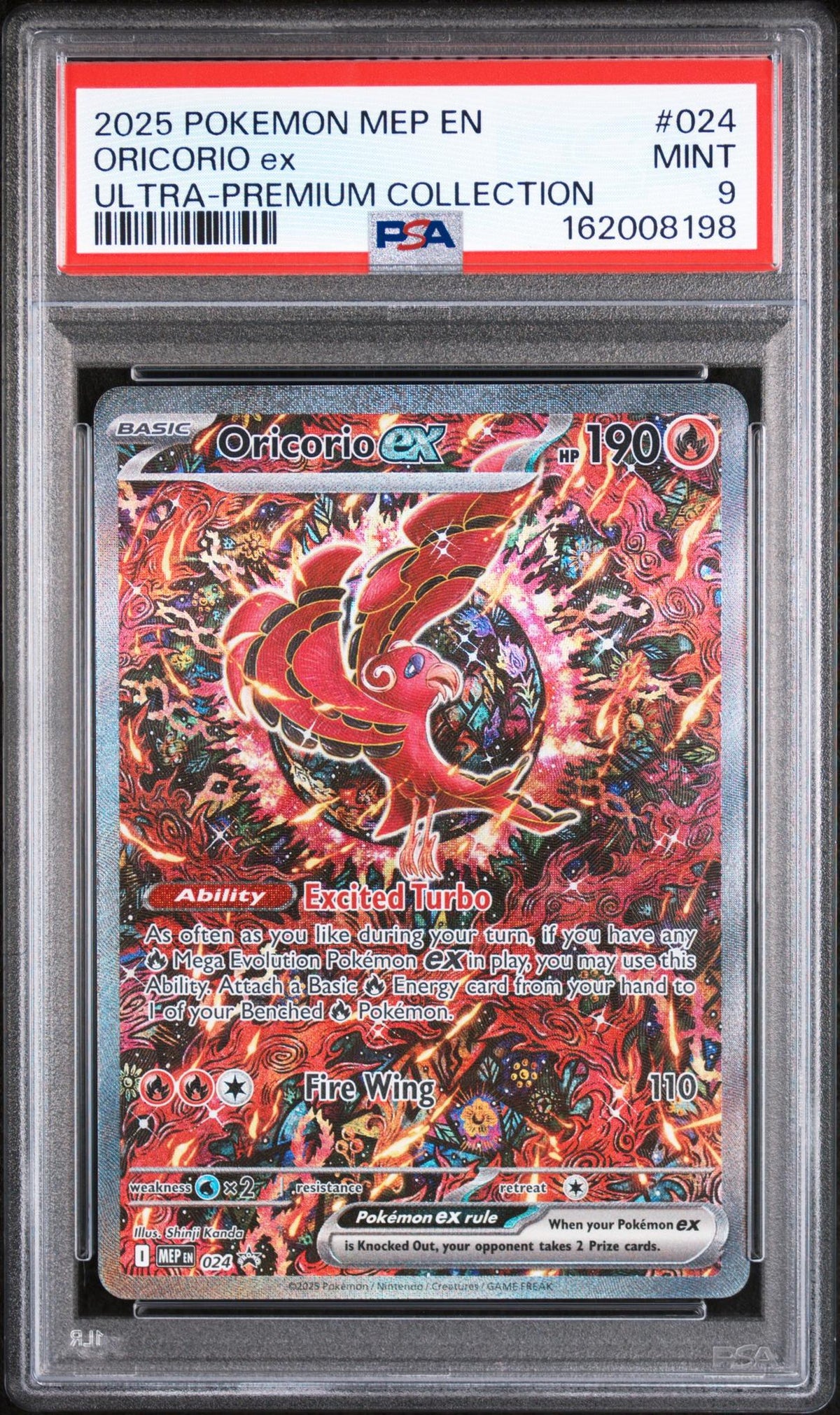 2025 Pokemon Mega Evolution Mega Charizard X Ex Black Star Promo Ultra Premium Collection Oricorio Ex #024 PSA 9