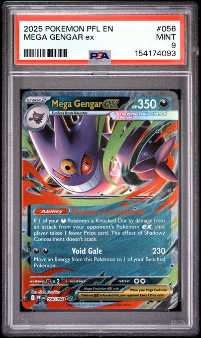 2025 Pokemon Mega Evolution Phantasmal Flames Mega Gengar Ex #056 PSA 9