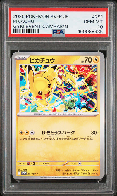 2025 Pokemon Scarlet and Violet Promo Japanese Gym Event Participation Pikachu #291 PSA 10