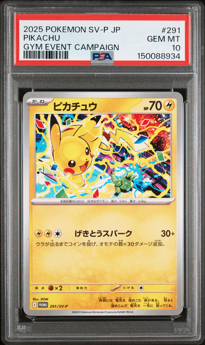 2025 Pokemon Scarlet and Violet Promo Japanese Gym Event Participation Pikachu #291 PSA 10