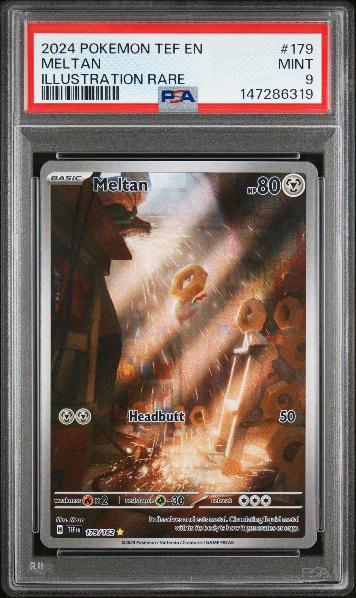 2024 Pokemon Temporal Forces Illustration Rare Meltan #179 PSA 9