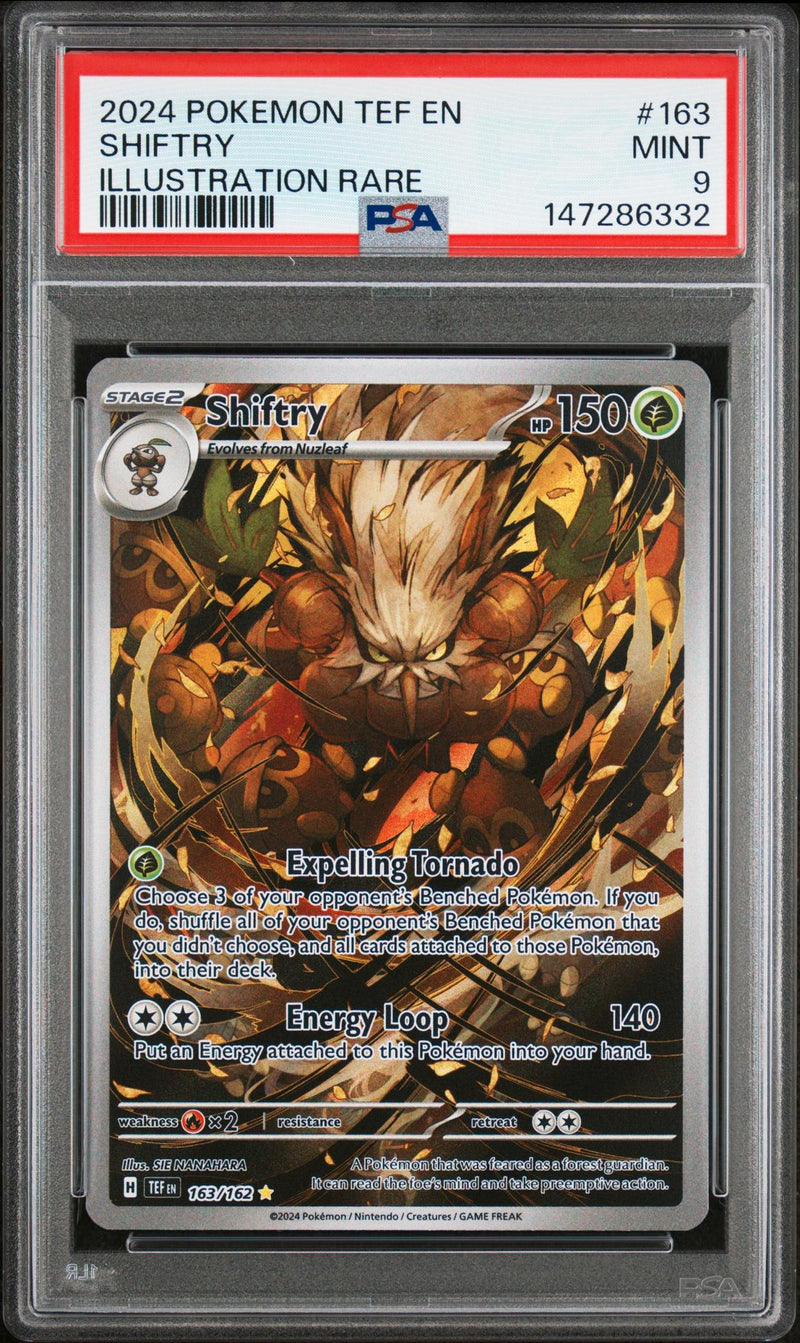 2024 Pokemon Scarlet and Violet Temporal Forces Illustration Rare Shiftry #163 /162 PSA 9