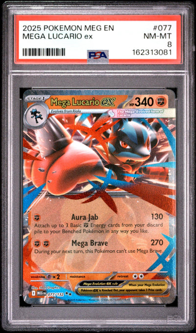 Pokémon Mega Lucario ex #077/132 PSA 8
