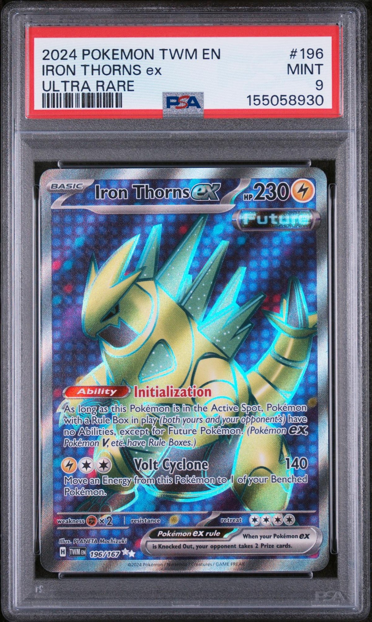 2024 Pokemon Scarlet and Violet Twilight Masquerade Ultra Rare Iron Thorns Ex #196 PSA 9