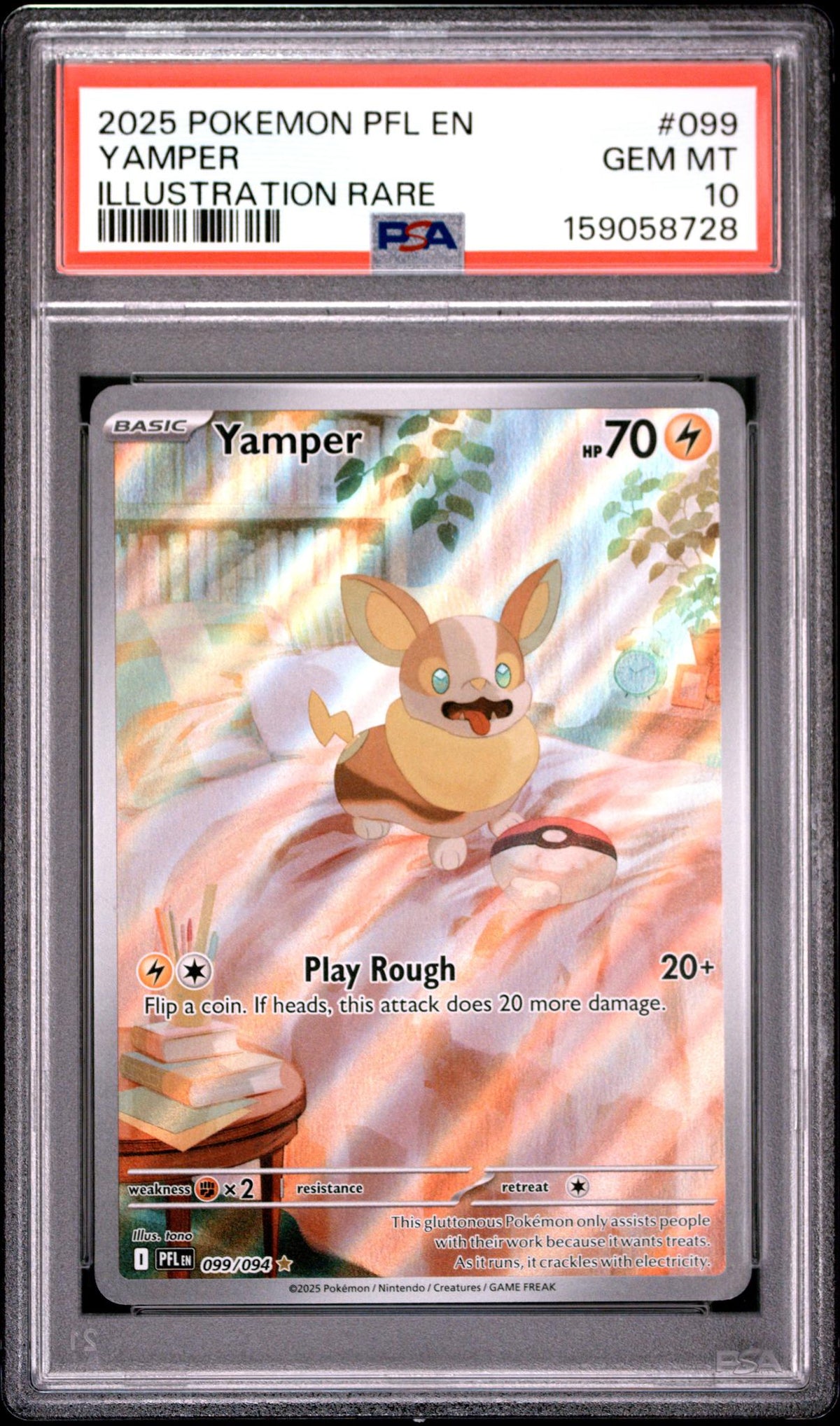 2025 Pokemon Mega Evolution Phantasmal Flames Illustration Rare Yamper #99 PSA 10