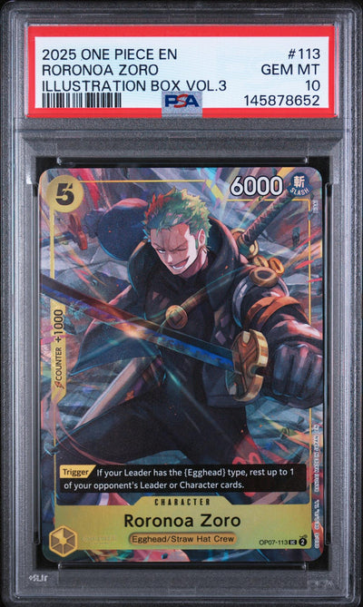 One Piece Card Game Roronoa Zoro #113 Illustration Box Vol. 3 PSA 10