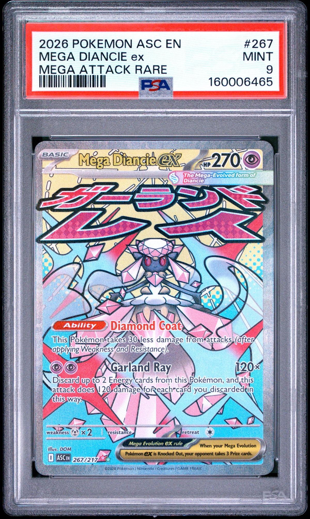 2026 Pokemon Mega Evolution Ascended Heroes Mega Attack Rare Mega Diancie Ex #267 PSA 9