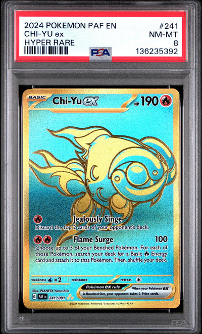 2024 Pokemon Scarlet and Violet Paldean Fates Hyper Rare Chi Yu Ex #241 PSA 8