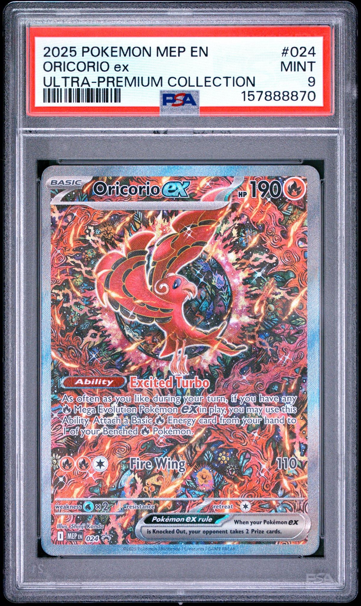 2025 Pokemon Mega Evolution Mega Charizard X Ex Black Star Promo Ultra Premium Collection Oricorio Ex #024 PSA 9