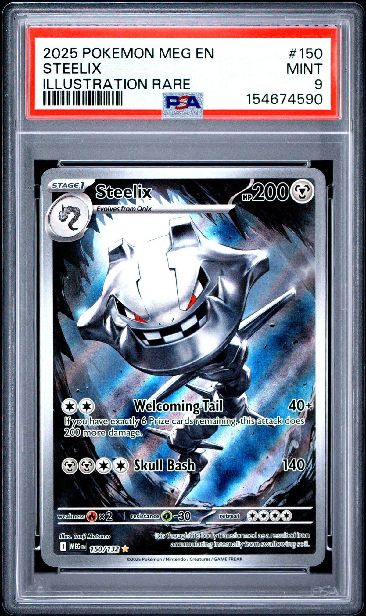 2025 Pokemon Mega Evolution Illustration Rare Steelix #150 PSA 9