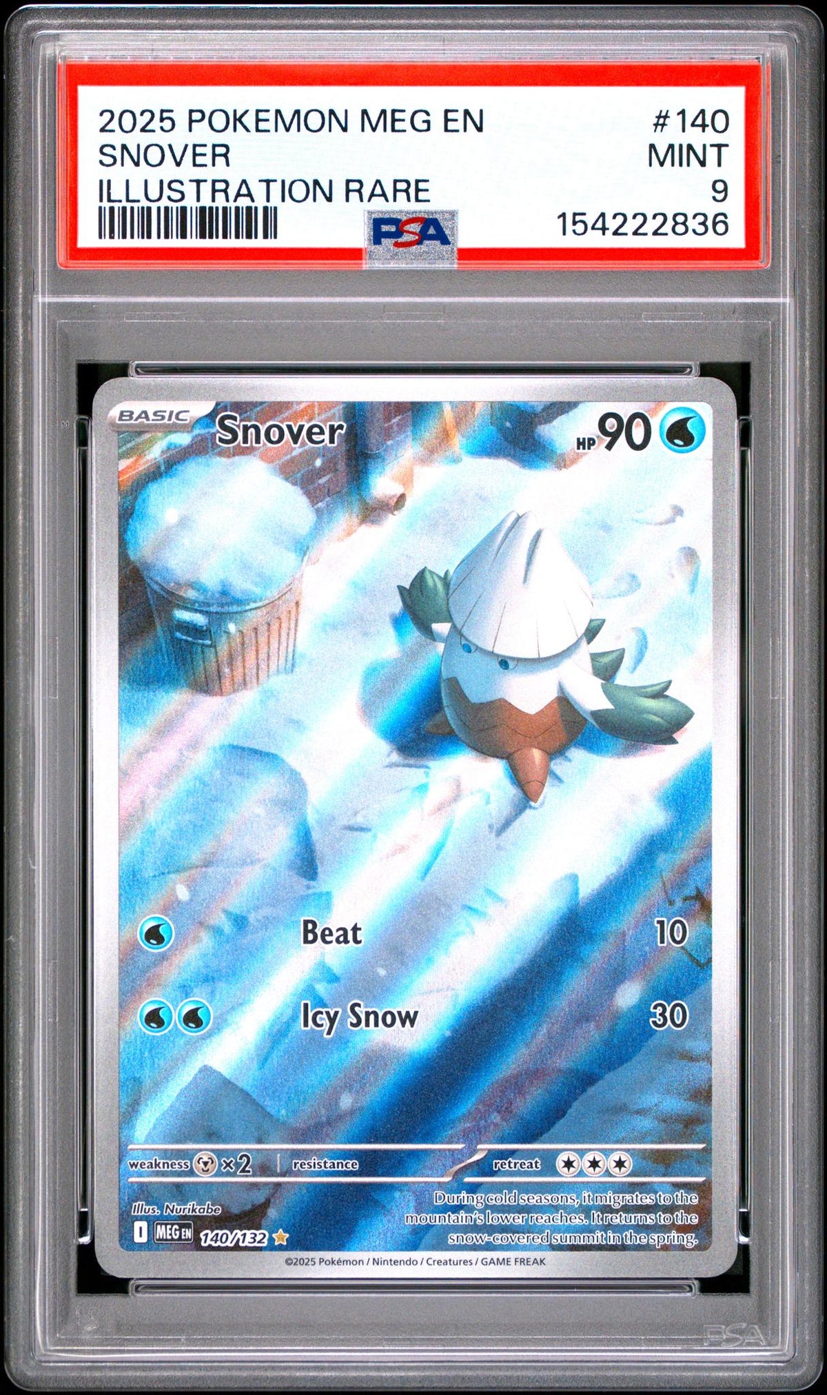 2025 Pokemon Mega Evolution Illustration Rare Snover #140 PSA 9
